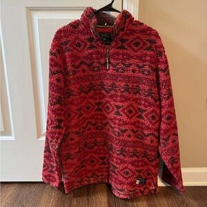 Southern Marsh Red and Black Zip Up Sweater